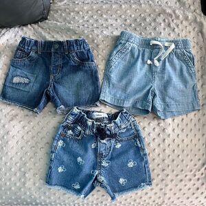 Baby 12 months Denim shorts 3 pair lot